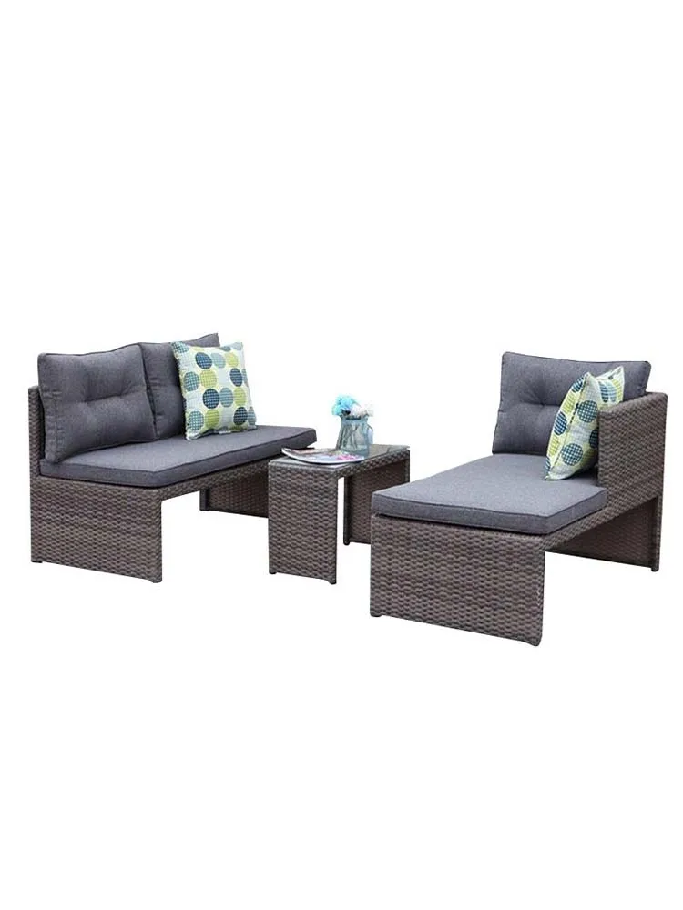 Outdoor rattan sofa combination garden courtyard balcony double rattan table and chair furniture