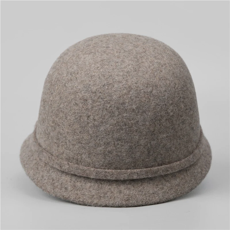 Franch Style Wool Bucket Cap Retro Elegant Fedora Hat With Metal Snap Autumn Winter Warm Stylish Fisherman Hat For Mother Gifts