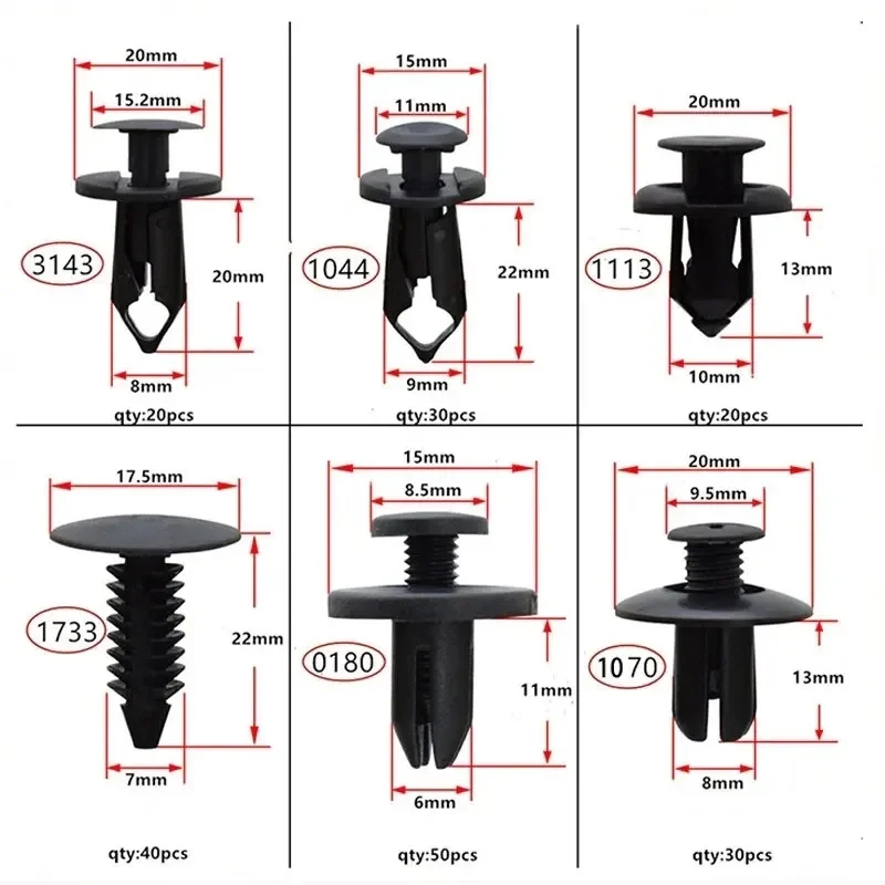 190pcs Retainer Clips, 6 Size Plastic Fasteners Kit, Mixed Trim Panel Rivet Set, Home Hardware Screws for car Furniture DIY Asse