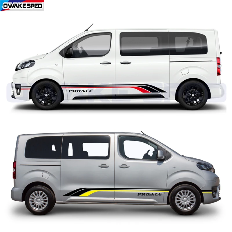 6pcs Car Door Side Sticker Colorful Sport Stripes For Toyota Proace CITY Verso MPV Van Camper Auto Body Decal Tuning Accessories