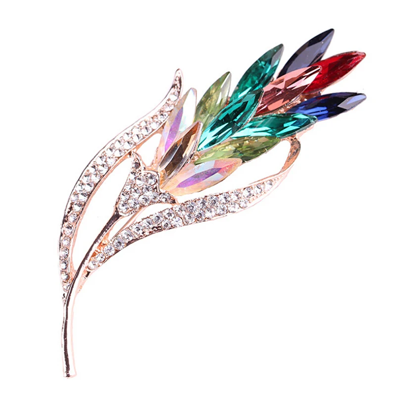 Crystal Rhinestone Wheat Brooch Pin Women Jewelry Coat Flower Wedding Bridal