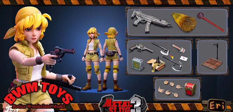 TUNSHI STUDIO 1/12 Metal Slug 3 Beautiful Sisters Fio Eri, modelo de figura de acción de 6 pulgadas con arma, efectos especiales para fanáticos