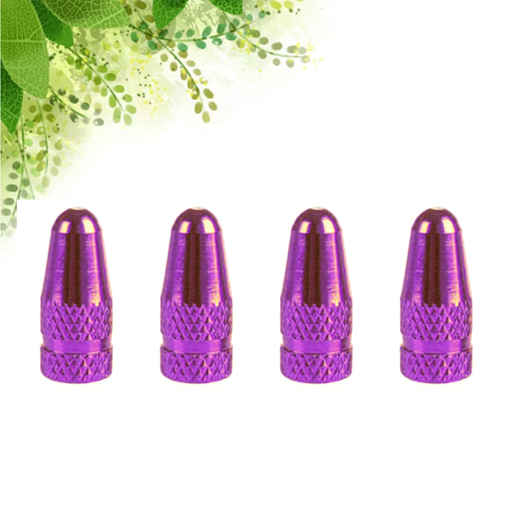 4Pcs Aluminum Alloy French Caps for Mountain Bike Road Bike Bicycle Tire Valve Caps Air Dust Covers Violet Bicycle
