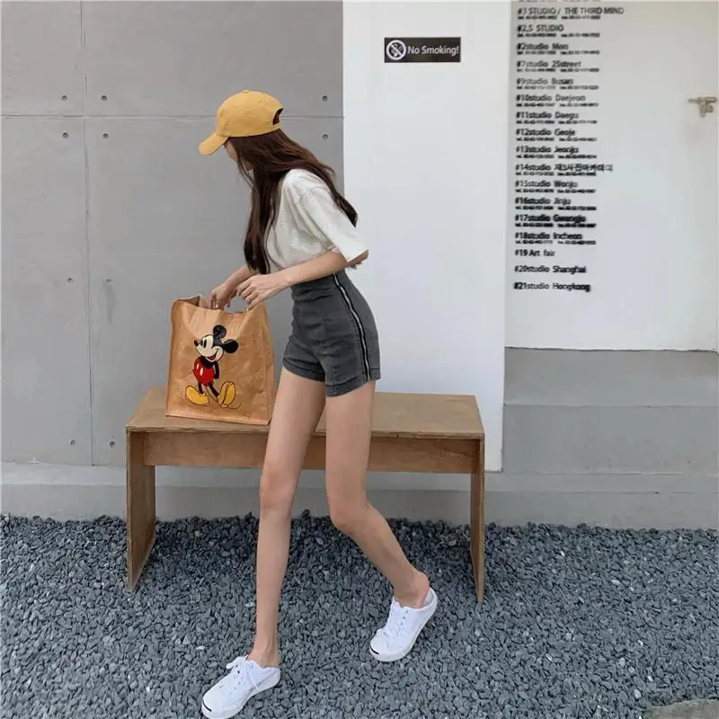 Shorts Women Denim Summer New Design High Waist Simple American Style All-match Streetwear Leisure Solid Fashion Slim Zipper Ins