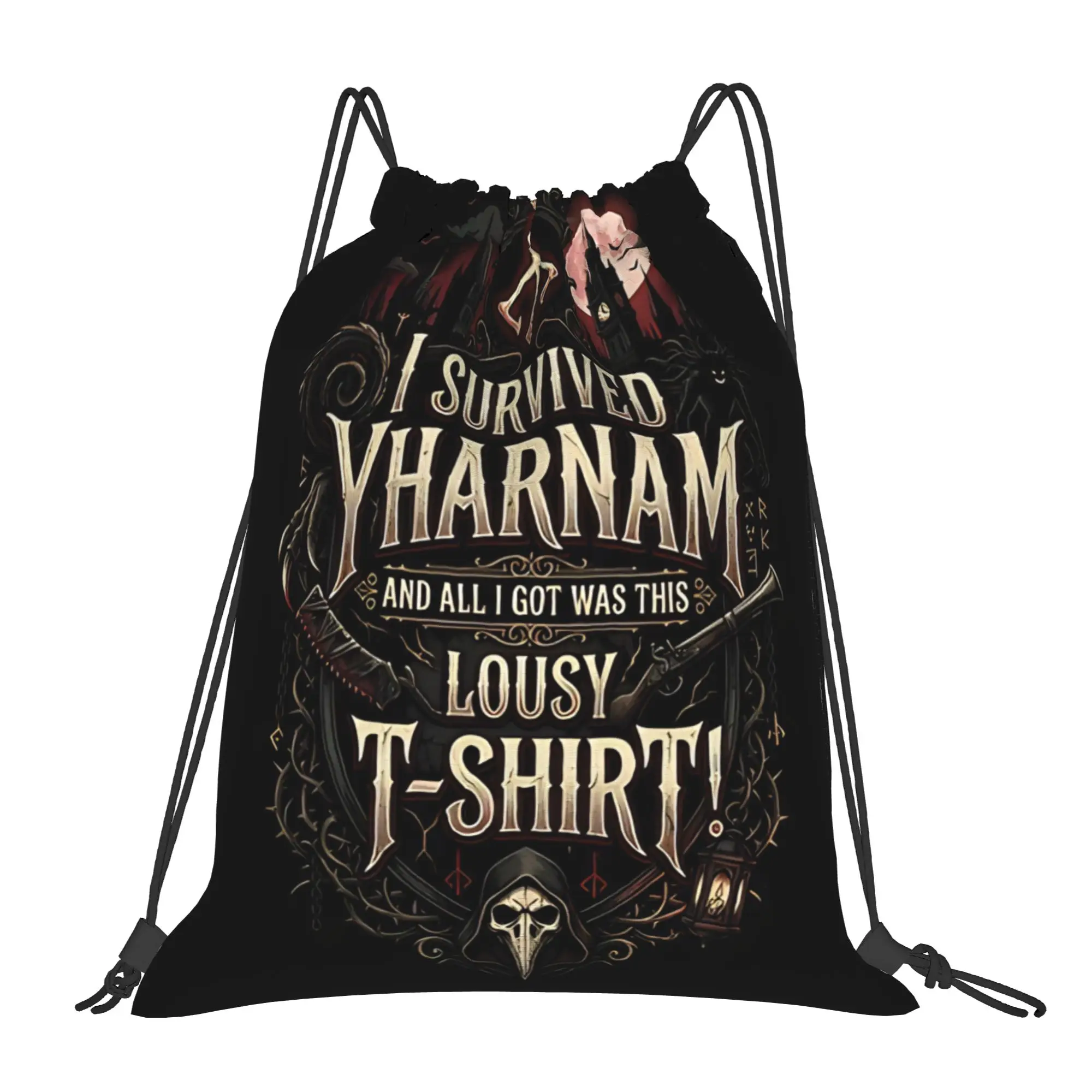 Bloodborne Old Town Gothic Horror Portable Hiking Riding Gym Drawstring Storage Sporty Backpacks