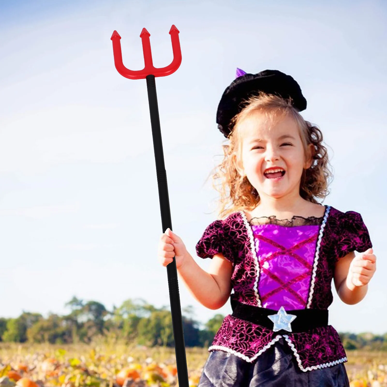 

Plastic Halloween Pitch Fork Decor Cosplay Demon Prop Trident Staff Masquerade Festival Costume Party Stage Accessory