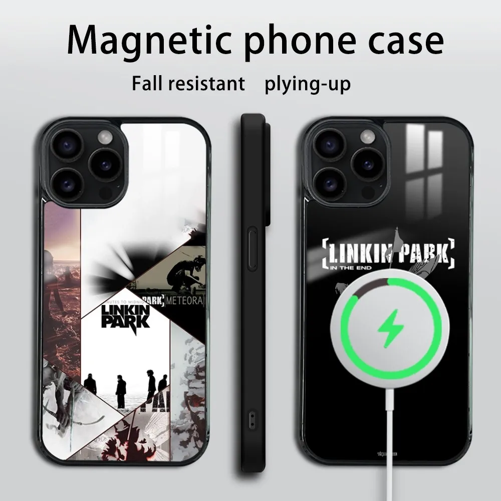 L-LINKINPARK-K JMD logo Phone Case For iPhone 16 15 14 13 12 11 PRO MAX PLUS Mini Magnetic wireless mirror phone case