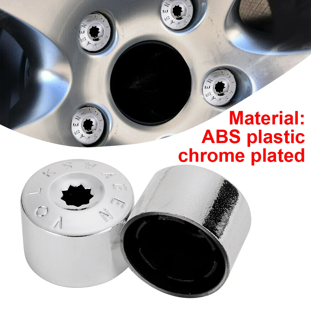 1 Set 17mm Chrome Wheel Lock Nut Aluminum Alloy Wheel Hub Find Nut Big Bolt Cover Suitable For Volkswagen/Golf/Passat/Polo Cover