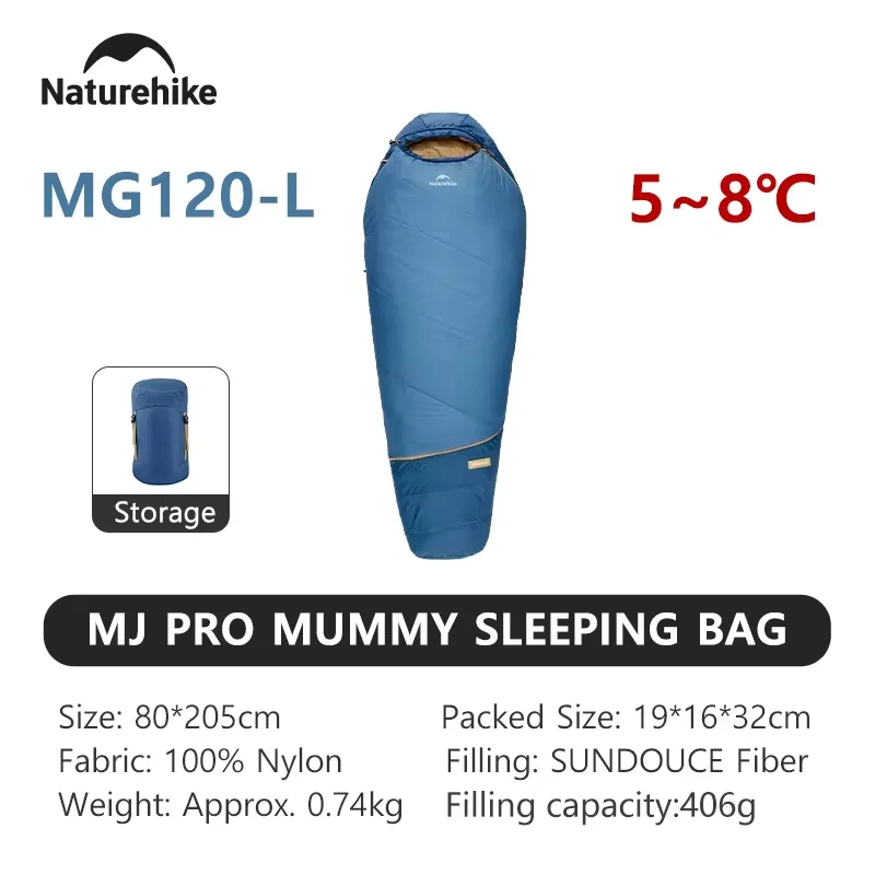 Naturehike-saco MJ MG120 MG270de dormir para acampar, ultraligero, impermeable, para momia, 4 estaciones, mochila, sacos de dormir, viajes al aire libre, senderismo