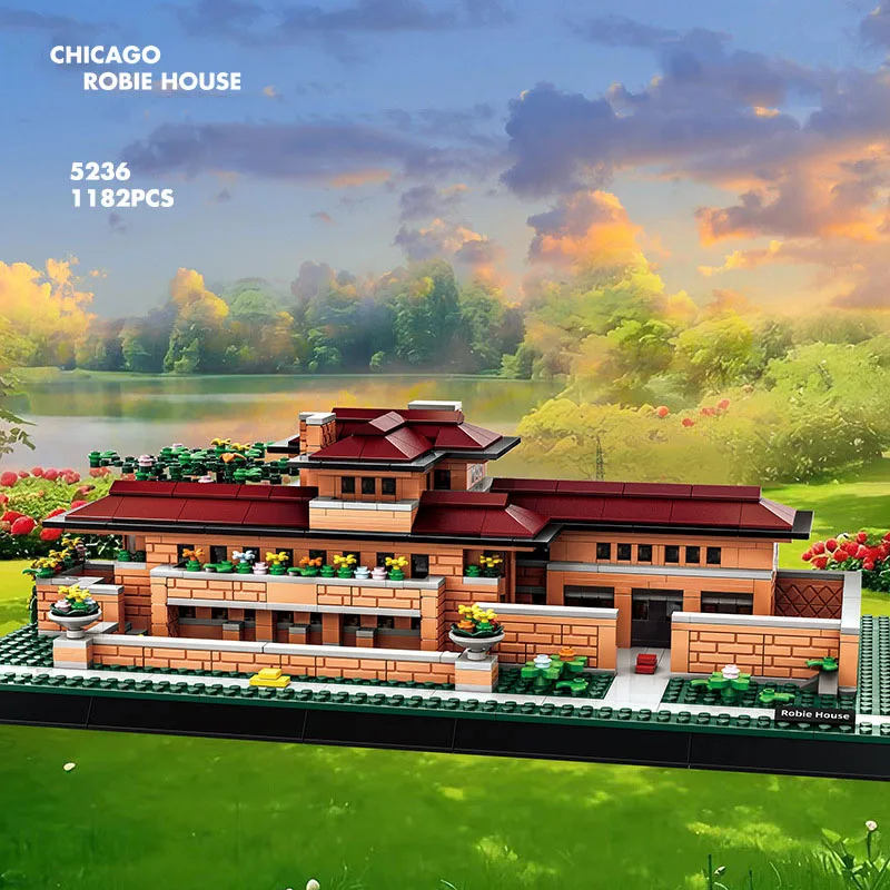 Creative Streetscape Robbie House United States Chicago Modern Architecture Building Block City Street View Brick Toy Collection