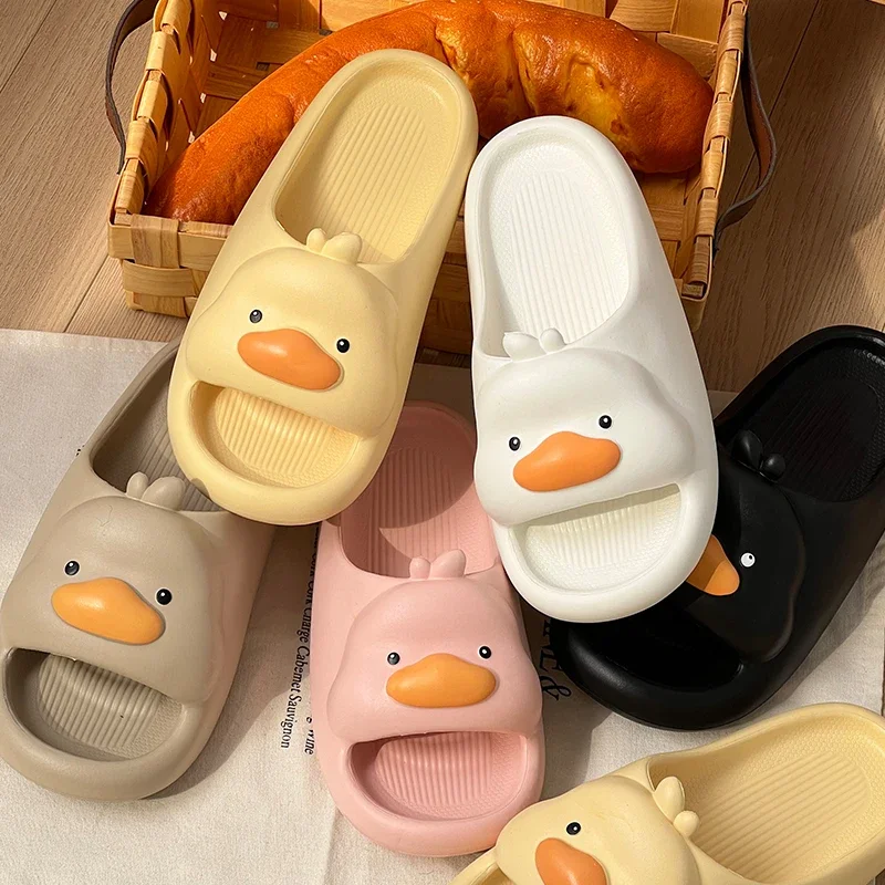 New Summer Women Slippers Men Cute 3D Cartoon Duck Fashion Outdoor Family Slides Sandals Couple Beach Soft Comfort Indoor Shoes