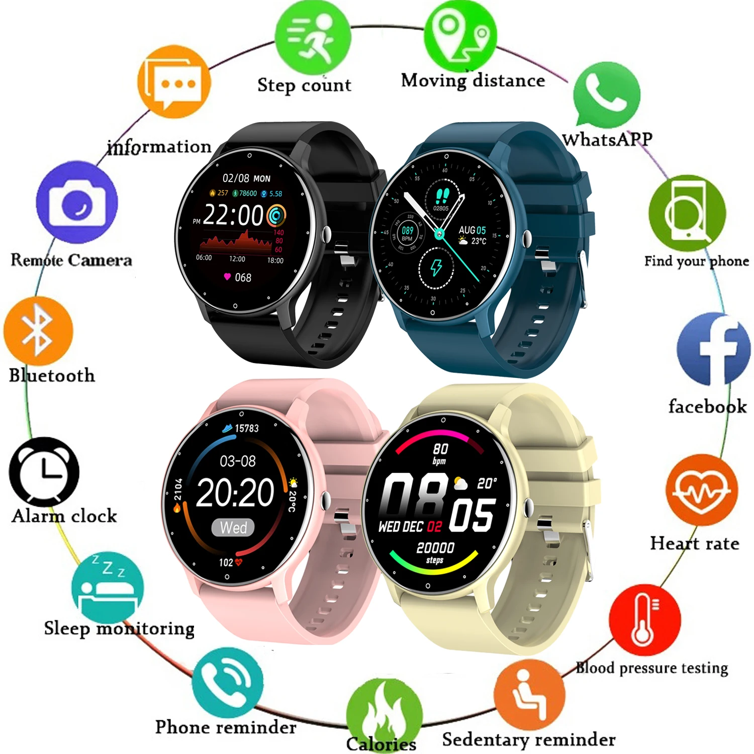 Slim Smart Watch Women Men Full Touch Screen Bluetooth Call Smartwatch Waterproof Sports Fitness Tracker Watches for Android iOS