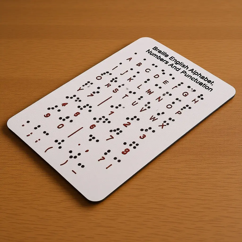 Braille Alphabet Board Metal Raised Dots Tactile Learning Tool Numbers Punctuation Braille Education Resource for Visually