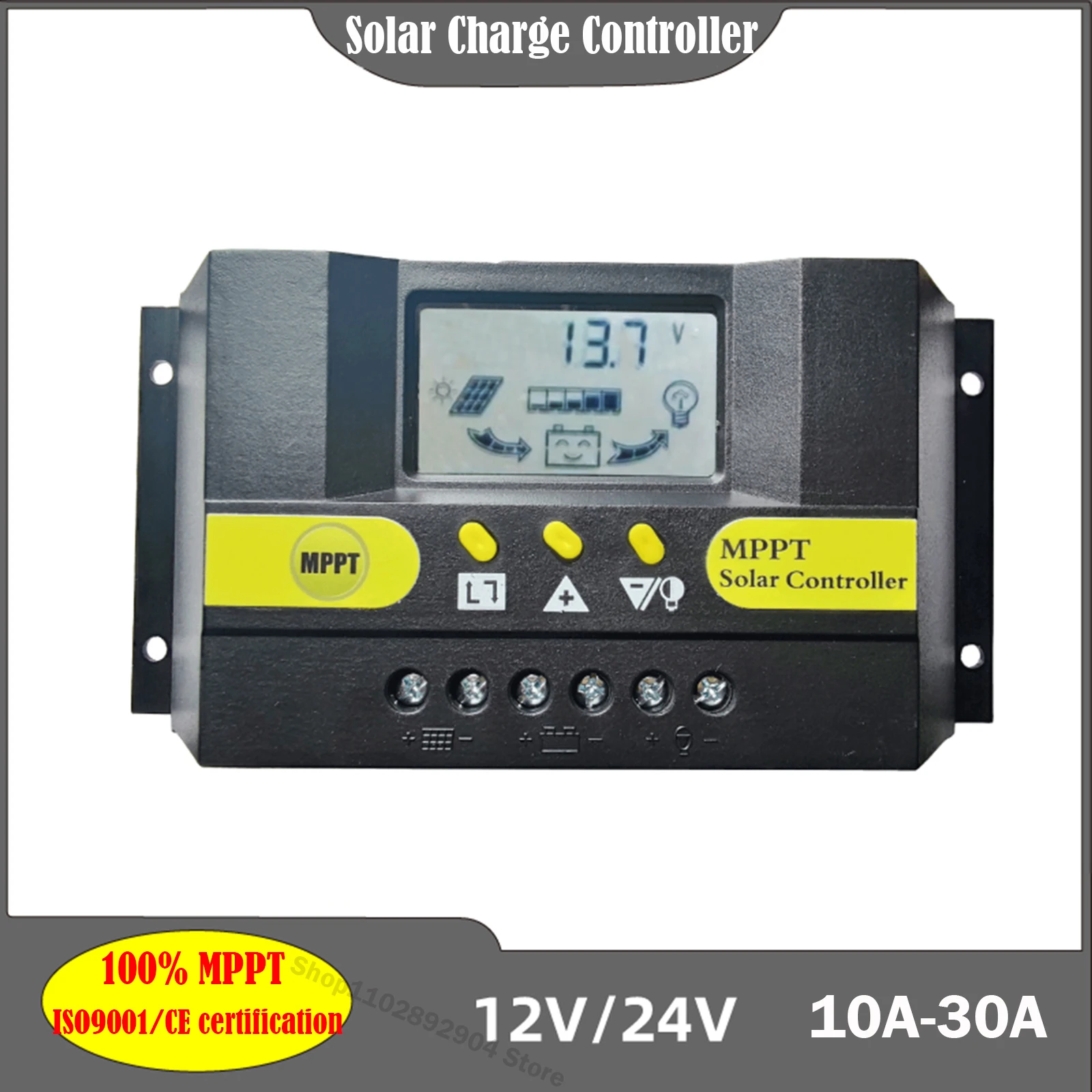 

New 10A 20A 30A MPPT Solar Charge Controller 12V 24V Auto LCD Display Dual USB 5V Output Solar Panel Battery Regulator