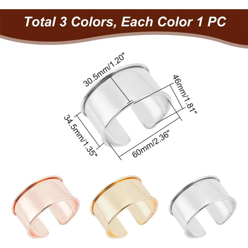 3pcs 3 Colors Alloy Grooved Bangles Cuff Bangle Bracelet Open Wide Wire Bracelets Adjustable Gold Wrist Cuff Wrap Bracelet