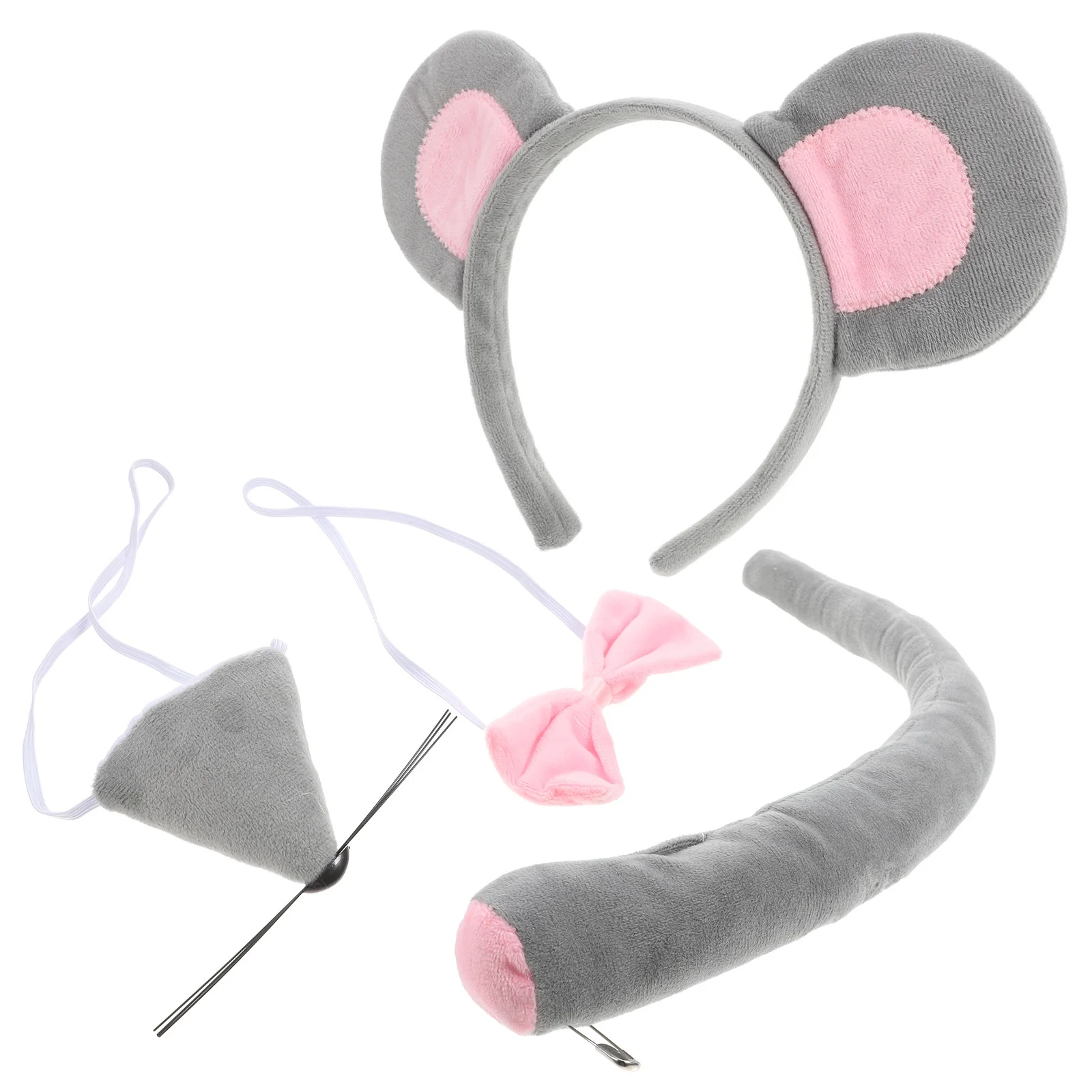 Muiskostuum Set met Oren Hoofdband Staart Vlinderdas voor Kinderen Halloween Cosplay Fancy Dress Up Accessoires
