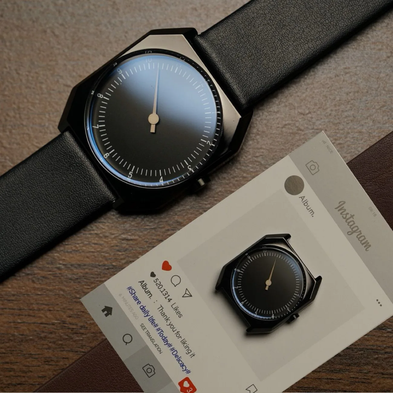 SKU Retro Men's Quartz Watch Square Dial Single Hand European American Style with Free Watch Strap