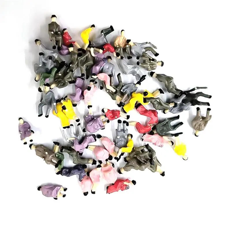 60 unids/bolsa figuras modelo personas pasajeros 1:87 HO escala pintado de pie/sentado personas en miniatura poses aleatorios modelo de diseño de parque