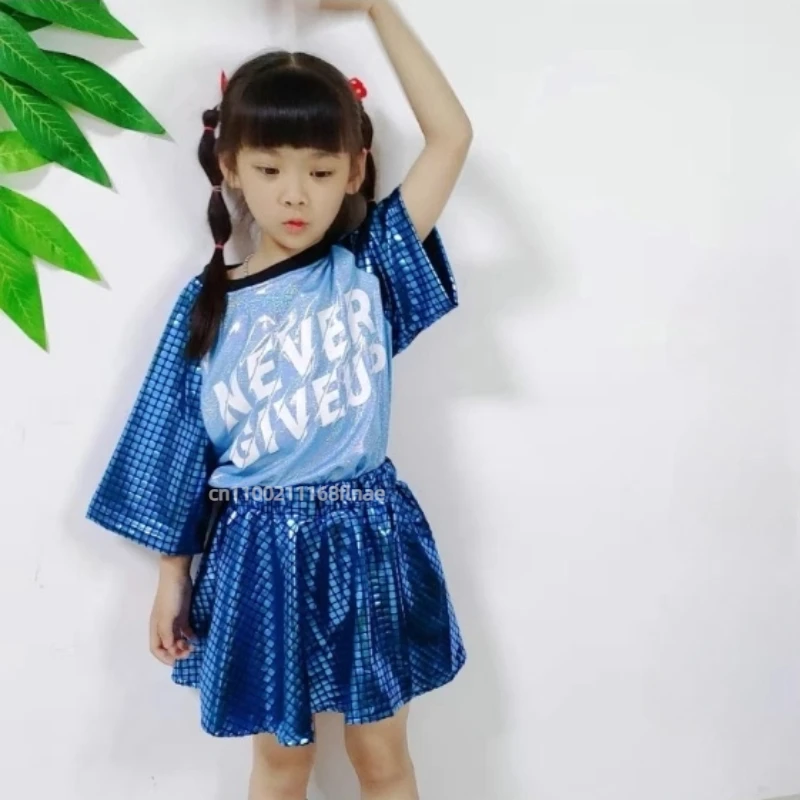 الأطفال ملابس رقص الشارع الترتر أعلى السراويل الأطفال أداء رقص الجاز زي مجموعة الشارع عارضة نمط الهيب هوب