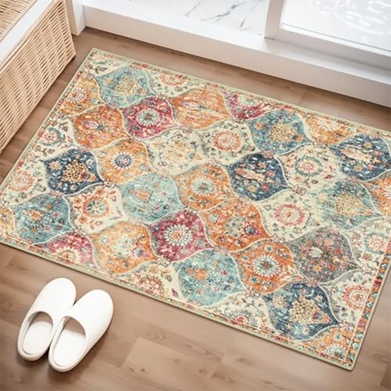 

Moroccan Trellis Washable Rug, 2x3 Kitchen Rugs for Entryway Bathroom, Non-Slip Indoor Door Mat Ultra-Thin