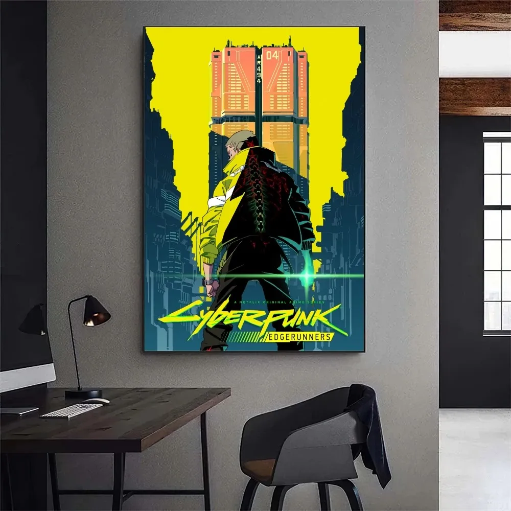 Calcomanías de pared autoadhesivas de Anime Cyberpunk para decoración del hogar, póster de Edgerunners, impresiones de galería, pegatina para sala