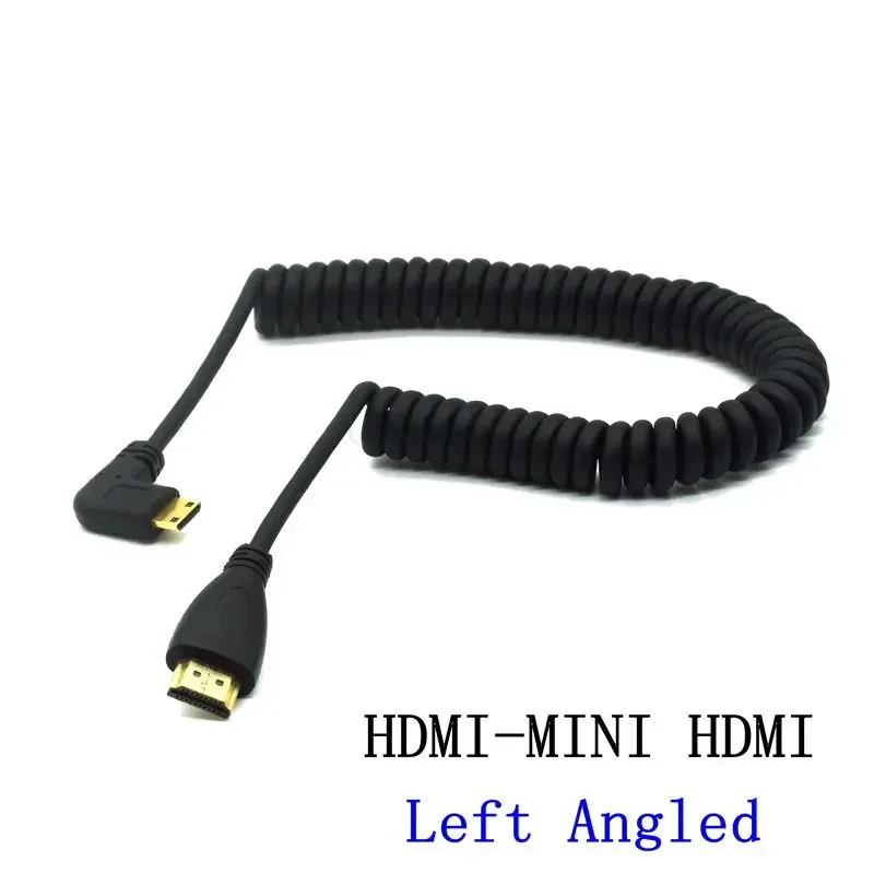 High Speed Mini HD-to HDTV-compatible-Cable Gold-Plated Spring Curl HDMI-compatible For Sony Canon DSLR Nikon Camera Camcorders