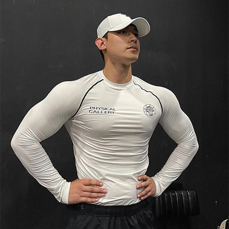 Sports T shirt Long Sleeve Base Shirt Men\'s Fitness Clothing Elastic Breathable Tight Everything Running Muscle Training Clothin