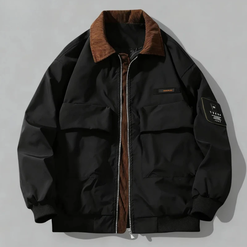 

Винтажная куртка-карго, мужская американская повседневная свободная бейсбольная куртка из джерси с несколькими карманами, свободная уличная одежда, весенне-осенние топы для пар