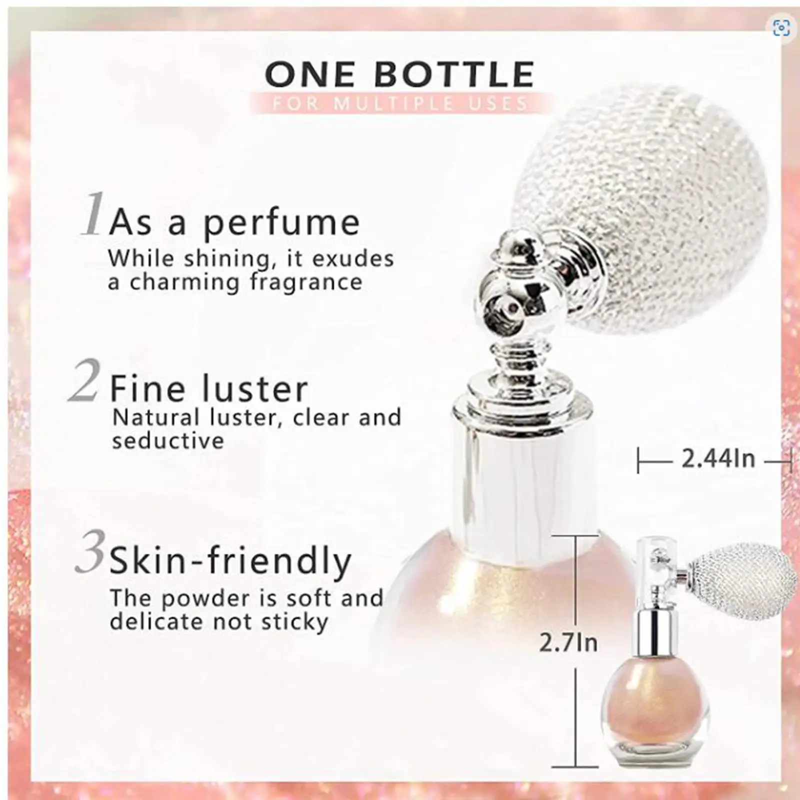 Highlighter Spray Glitter Spray, Shimmer, Make-up Spray en body Cosmetic, Roze