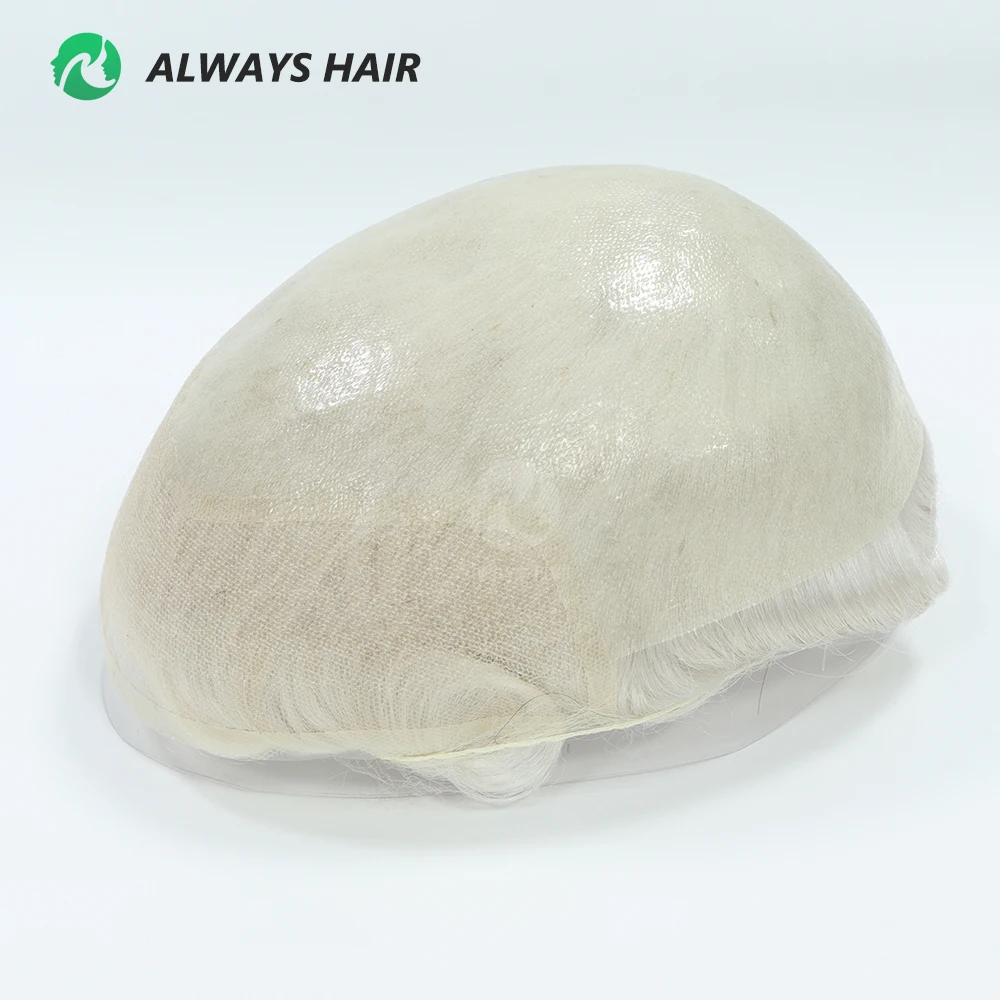 OS91- Ominilace Hair Toupee 60RY Серые волосы Мужской протез для волос Кружевная и полиуретановая основа Система волос