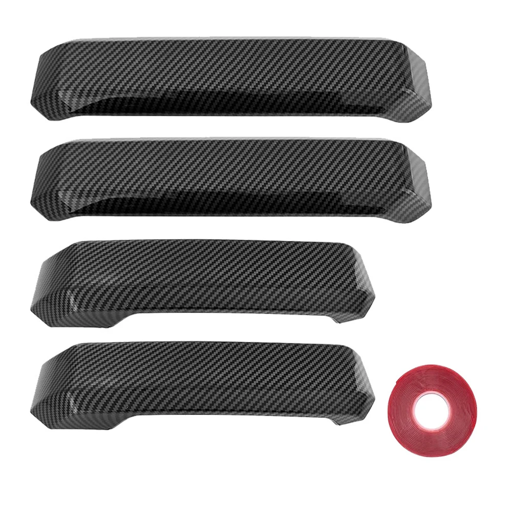 4pcs/set Carbon Fiber Door Handle Cover Trim Decora For Ford F150 2015-2020 Anti-scratch Door Shake Hand Guard ABS