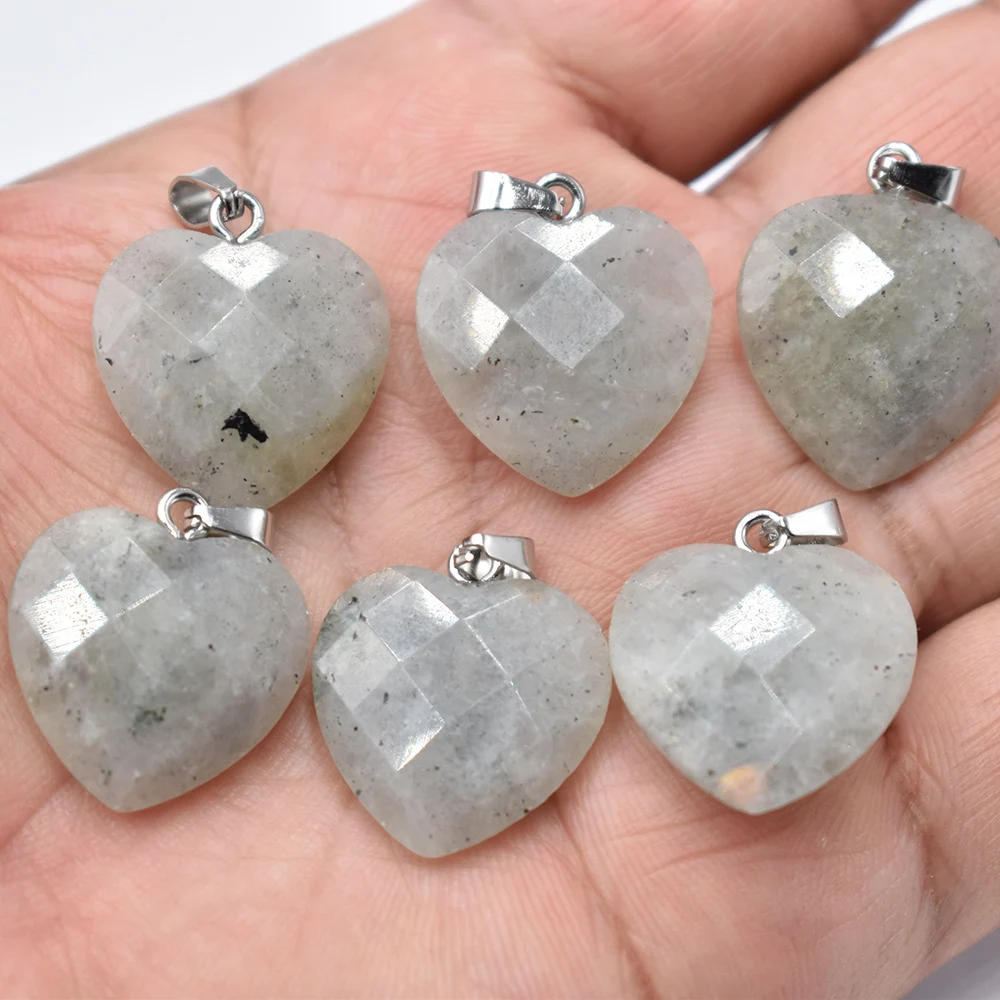 Großhandel 10 Stück/Los hochwertige Naturstein-Herzanhänger mit Facettenschliff 20mm für Schmuckherstellung, kostenloser Versand – Detail 10