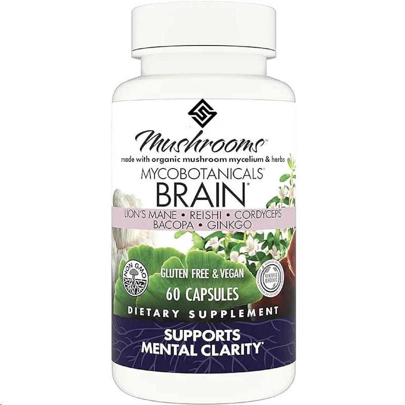 Mycobotanicals Brain Capsules - suplement wspomagający mózg z grzybami Lion Mane, Ganoderma Lucidum i Cordyceps - 60 kapsułek