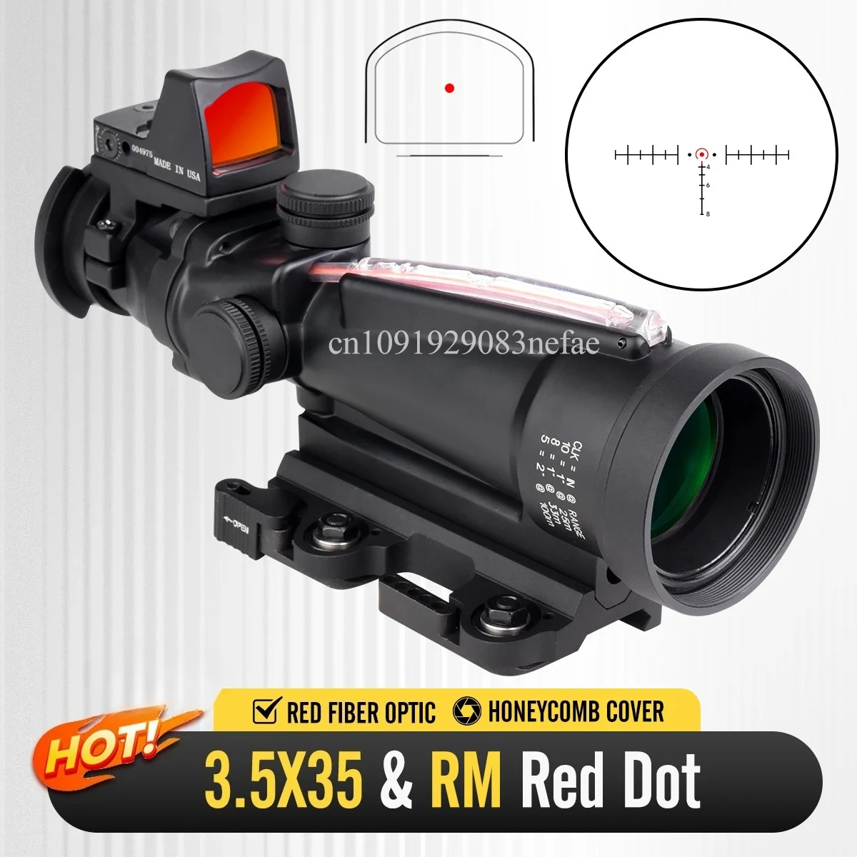

Оптический прицел 3.5x35 с красной точкой RM, полукруглый, с подсветкой, из настоящего оптоволокна, коллиматорный, для охоты