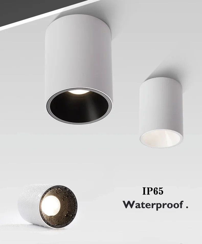 

IP65 waterproof open-mounted spotlight Home bathroom kitchen anti-glare round downlight Moisture-proof anti-fog no main light 7W