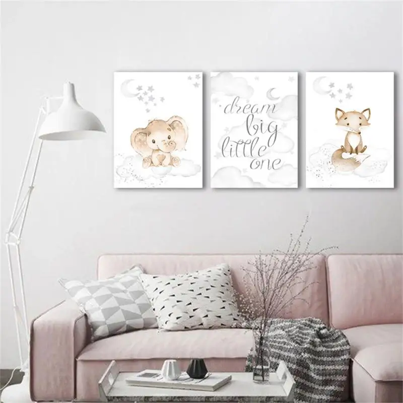 Cartoon Animals Moisture-proof Canvas Material Handicrafts Poster Printing Not Easy To Scratch Animal Picture Home Decoration