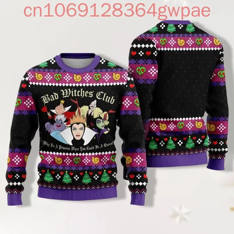 Ursula Purple Black Cartoon Ugly Christmas Sweater 3D Print Men and Women Casual Cartoon Sweatshirt Christmas Sweater