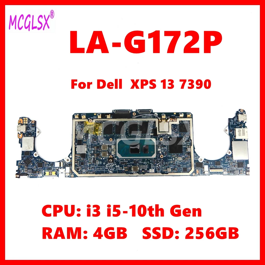 Dell XPS 13 7390 2-IN-1 노트북 마더보드용 LA-G172P 메인보드 I3 I5-10세대 CPU 4GB/8GB RAM 256GB SSD 100% 테스트 OK