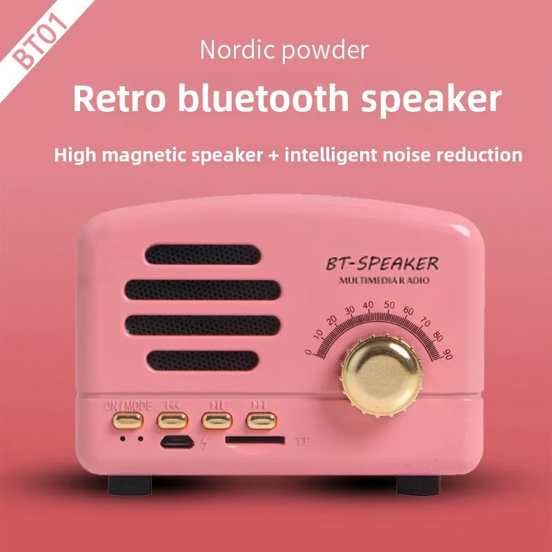 Altavoz bluetooth retro, mini altavoz bluetooth nostálgico, carga inalámbrica para teléfono móvil, lindo altavoz pequeño BT01