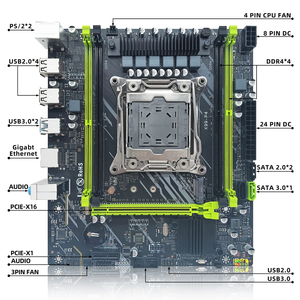 ZSUS X99 P4 Motherboard Set Kit With Intel LGA2011-3 Xeon E5 2630
