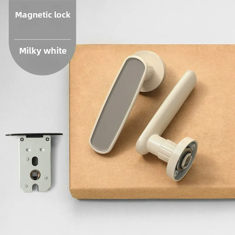

Minimalist Ecological Door Lock, Indoor Wooden Door Handle, Milky White Silent Magnetic Suction Bedroom Door Handle Lock