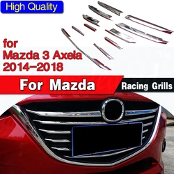 Front Grille Trims Lane Legend Case for Mazda 3 Axela 2014-2018, ABS Chrome, 11pcs/Set, Auto Accessories 2015 2016 2017