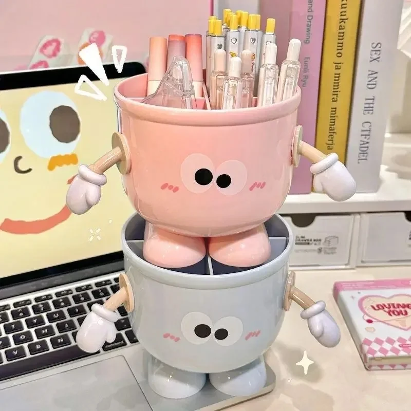 Cute 3D Monster Pen Pot Makeup Brush Holder Kawaii Desk Organizer Multifunctional Stationery Storage for Girls