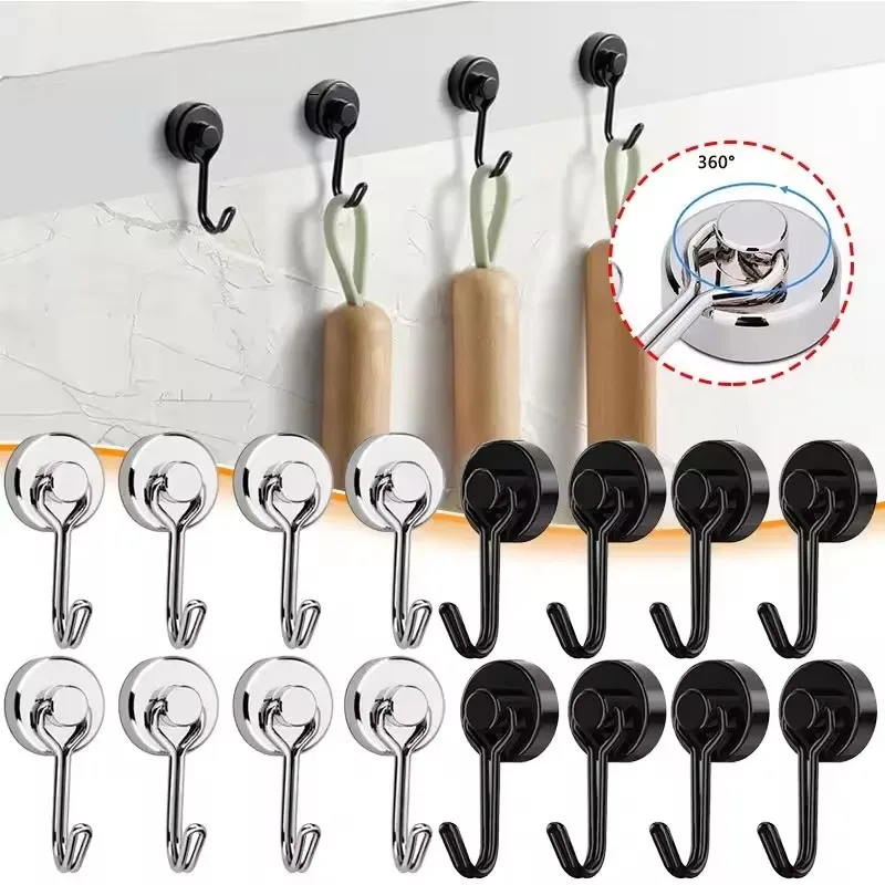 360 ° دوران 20 مللي متر خطاف مغناطيسي قوي الثقيلة مغناطيس قوي خطاف دوار للمنزل مدرسة المطبخ تخزين متعدد الأغراض #5