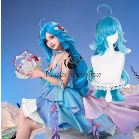 Honor of Kings Dolia Cosplay Wig 80cm Long New Heroine Mermaid Doria Wig Blue Wig Cosplay Anime Heat Resistant Synthetic Wigs