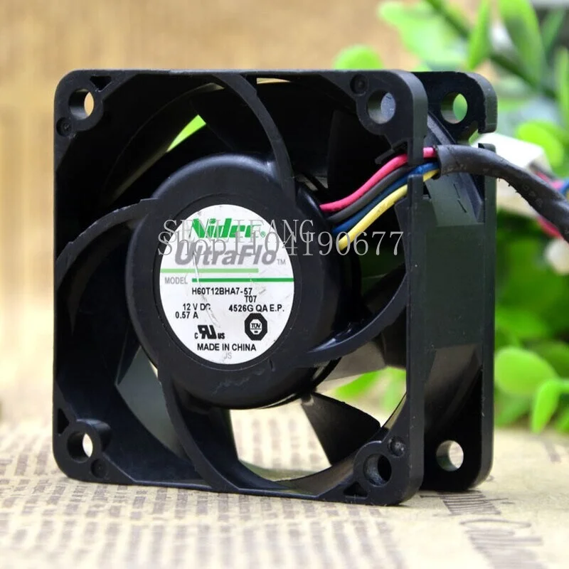 For Nidec H60T12BHA7-57 T07 DC 12V 0.57A 60x60x25mm 4-wire Server Square Fan