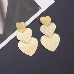 Silver And Gold Color Classics Stripe Heart Earrings For Women Vintage Elegant Valentine's Day Gift Daily Wear Stud Jewelry