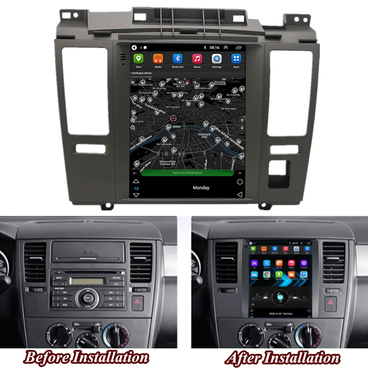 

9.7" Vertical Multimedia Video Player For 04-13 Nissan Tiida Versa Car Stereo Radio GPS Navi 1024*600 Double 2din WIFI BT