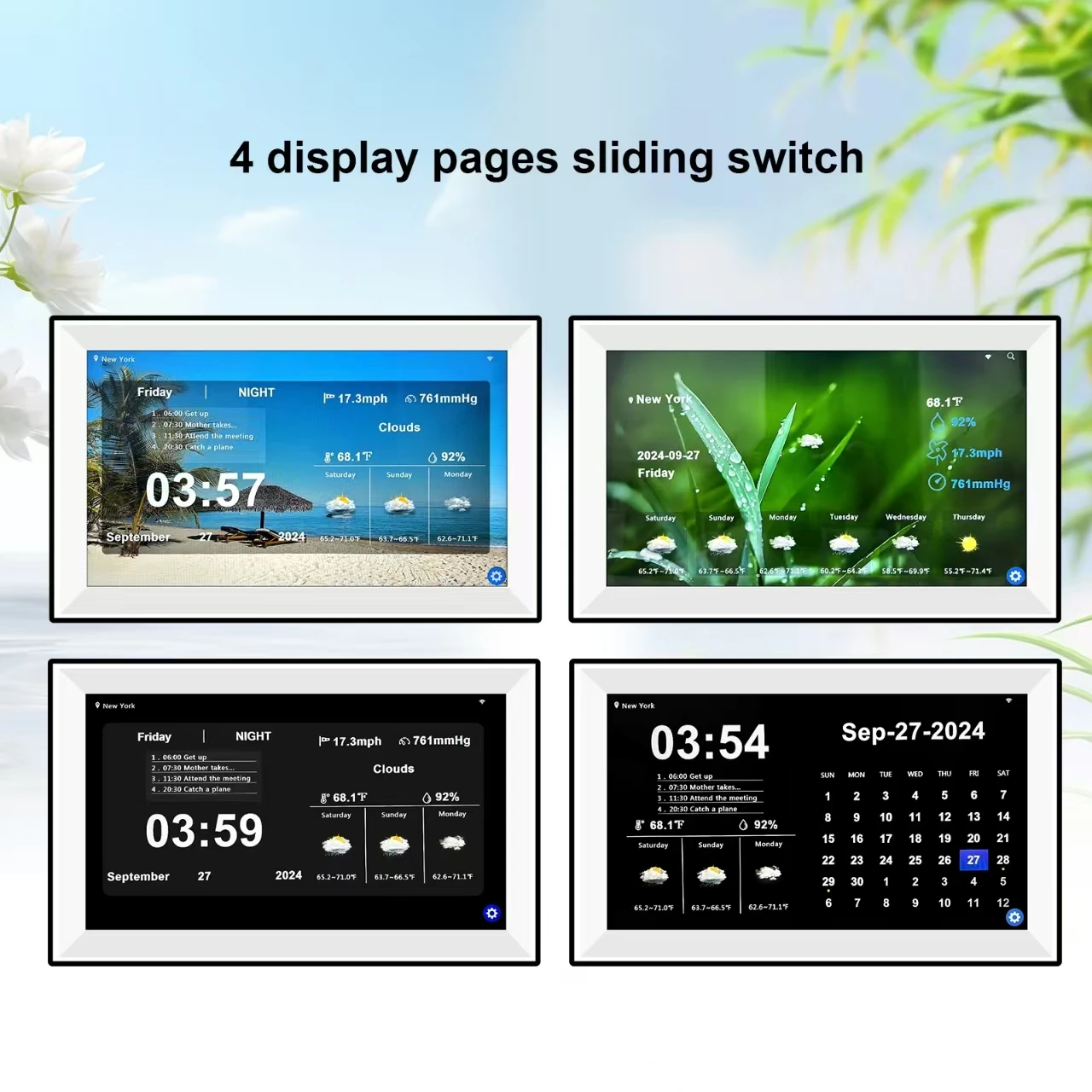 15.6 Inch Digtial Calendar Touch Screen WIFI Weather Desktop Digital Calendar Clock Planner With Memo Medicine Time Reminder