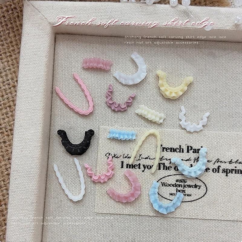 30 قطعة مختلط الألوان لينة ثلاثية الأبعاد الراتنج الفرنسية مسمار الفن الدانتيل تقليم تنورة هيم السحر اكسسوارات ل مانيكير الأظافر لوازم الديكور